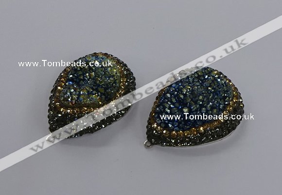 NGP3351 35*45mm teardrop druzy agate gemstone pendants wholesale