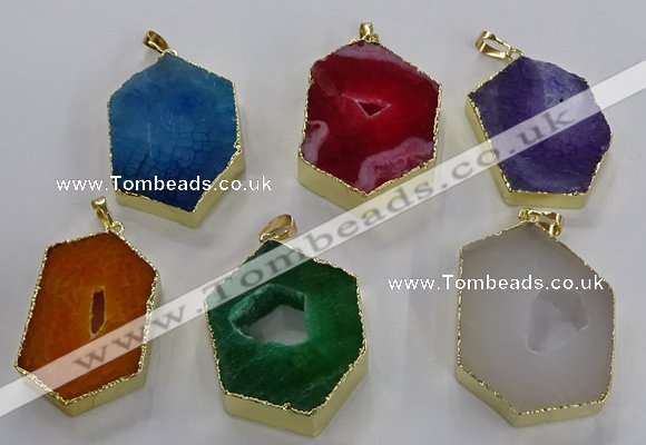 NGP3501 25*40mm - 30*45mm hexagon druzy agate pendants