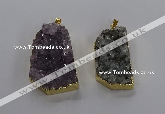 NGP3506 22*40mm - 30*45mm freeform druzy amethyst pendants