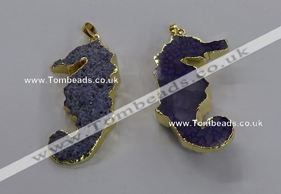 NGP3532 22*58mm - 25*55mm seahorse agate gemstone pendants