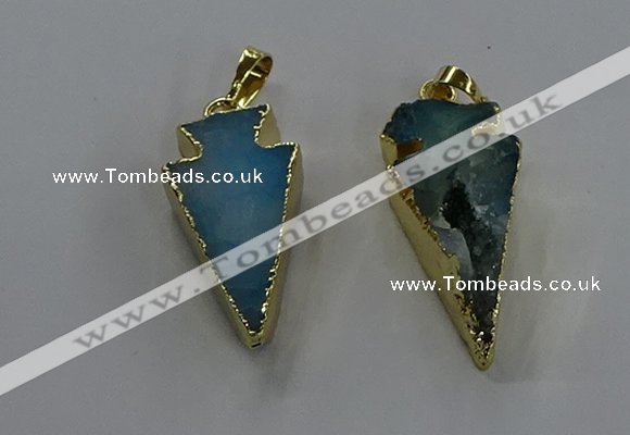 NGP3626 15*30mm - 20*40mm arrowhead druzy agate pendants