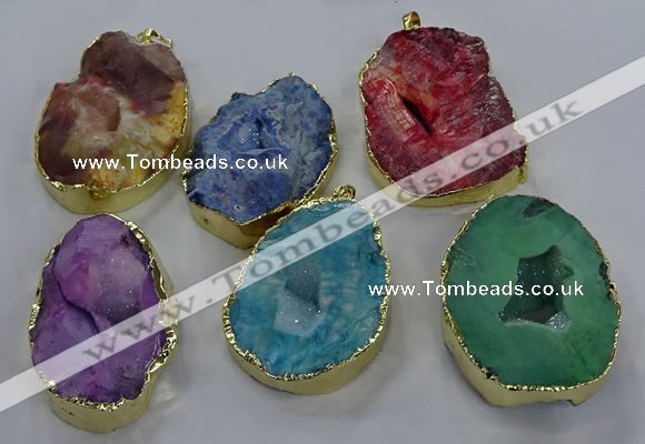 NGP3762 30*40mm - 40*50mm freeform druzy agate pendants