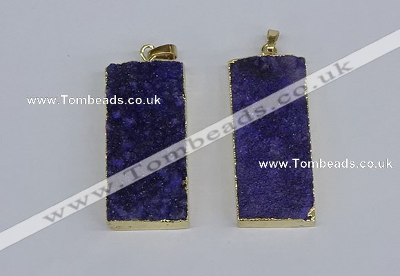 NGP3954 20*50mm - 25*45mm rectangle druzy agate gemstone pendants