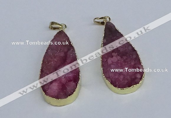 NGP3975 20*40mm - 25*50mm flat teardrop druzy agate pendants