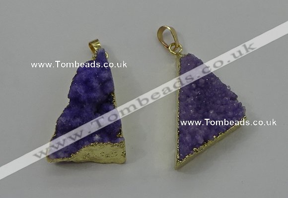 NGP4102 22*35mm - 24*40mm triangle druzy quartz pendants wholesale