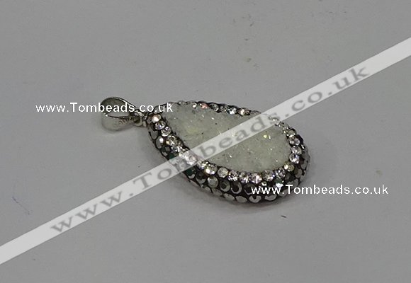 NGP4266 14*23mm flat teardrop plated quartz pendants wholesale