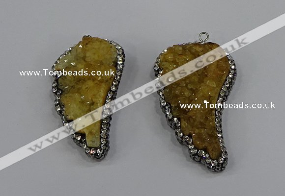 NGP4314 20*40mm - 25*50mm wing-shaped druzy quartz pendants