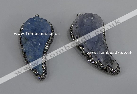 NGP4319 20*40mm - 25*50mm wing-shaped druzy quartz pendants