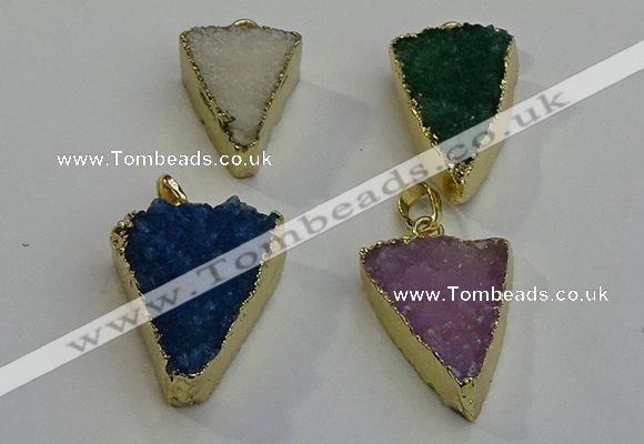 NGP6074 20*25mm - 25*35mm triangle druzy quartz pendants