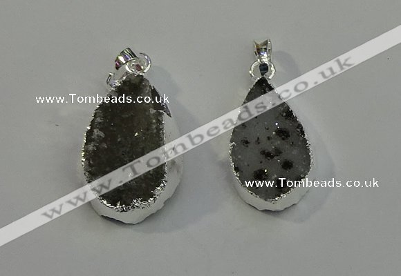 NGP6080 15*25mm – 18*30mm flat teardrop druzy agate pendants