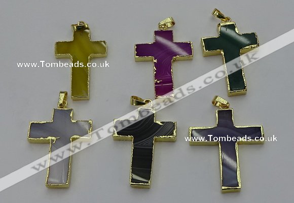 NGP6174 25*40mm - 30*40mm cross agate gemstone pendants