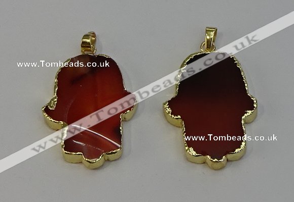 NGP6257 22*40mm - 25*45mm hamsahand agate gemstone pendants