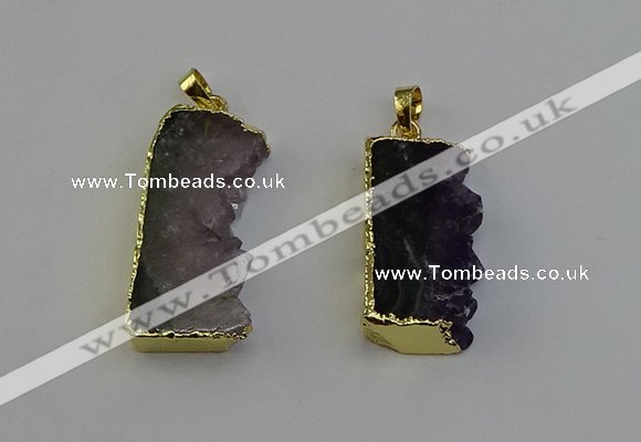 NGP6400 18*30mm - 25*40mm freeform druzy amethyst pendants