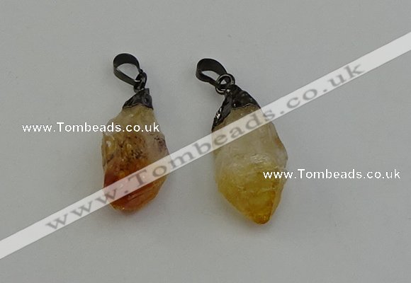 NGP6418 12*28mm - 15*30mm nuggets citrine gemstone pendants