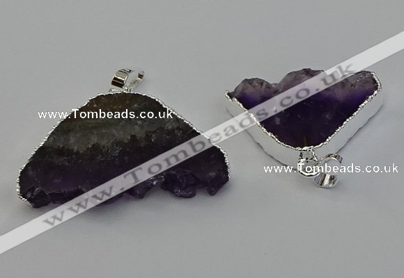 NGP6677 22*30mm - 25*35mm freeform druzy amethyst pendants