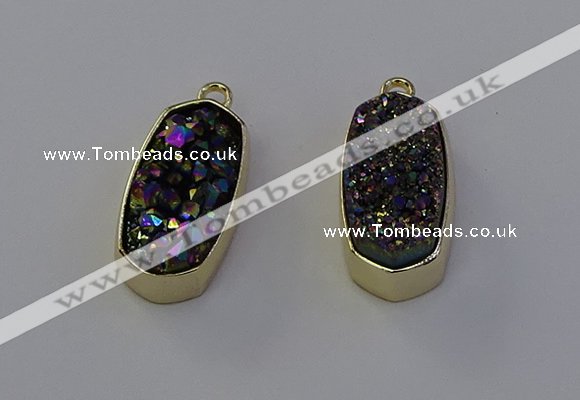 NGP6910 10*22mm - 12*25mm freeform plated druzy quartz pendants