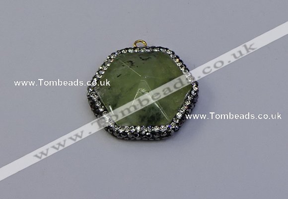 NGP7117 30*30mm hexagon green qutilated quartz pendants wholesale