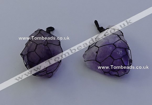 NGP7148 20*40mm - 30*45mm faceted nuggets amethyst pendants