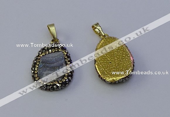 NGP7151 20*25mm freeform druzy agate pendants wholesale