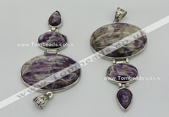 NGP8005 50*82mm - 52*86mm dogtooth amethyst pendant set jewelry