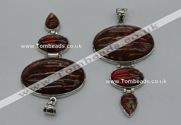 NGP8017 50*82mm - 52*86mm brecciated jasper pendant set jewelry