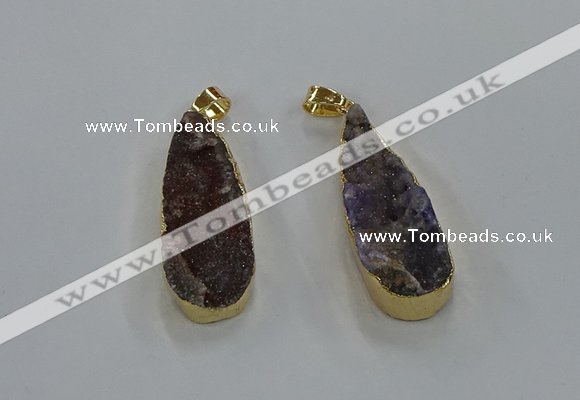 NGP8508 15*33mm - 17*40mm flat teardrop druzy agate pendants