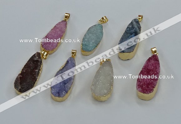 NGP8509 15*33mm - 17*40mm flat teardrop druzy agate pendants