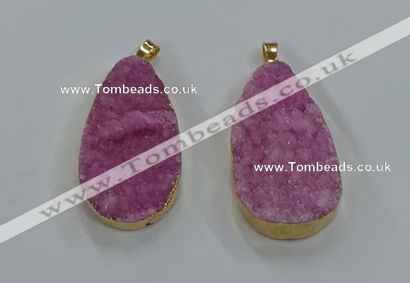 NGP8515 25*48mm - 27*52mm flat teardrop druzy agate pendants