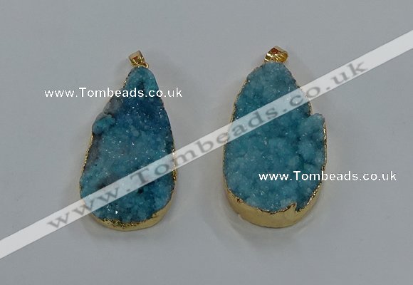 NGP8516 25*48mm - 27*52mm flat teardrop druzy agate pendants