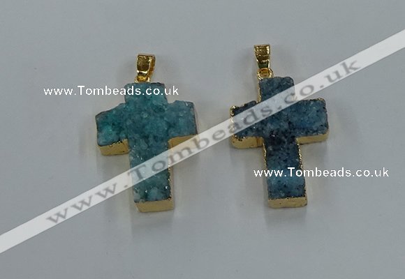 NGP8537 22*30mm - 25*35mm cross druzy agate pendants wholesale