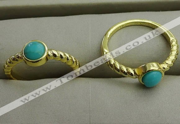 NGR1050 4mm coin synthetic turquoise rings wholesale