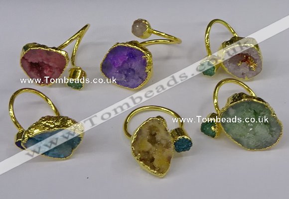 NGR219 8*9mm - 20*25mm freeform druzy agate gemstone rings